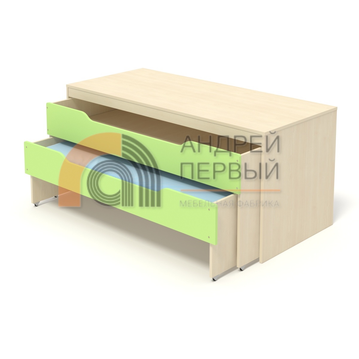 Кровать двухуровневая выкатная в тумбе ЛДСП/МДФ